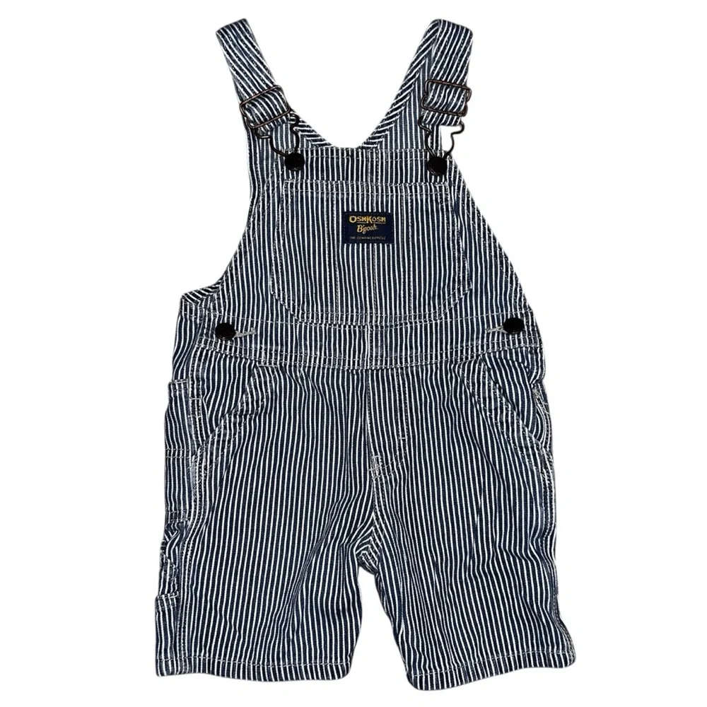 OshKosh B’Gosh Baby Vestbak Vintage Striped Overalls Cotton 18 Months